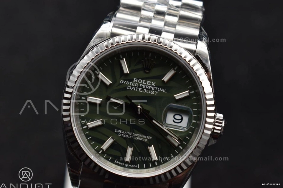 Jubilee Dial on Trendsetting VS Best Leaf 576 904L Steel Bracelet VSF SS DateJust Edition 36 Green 1:1 126234 0330